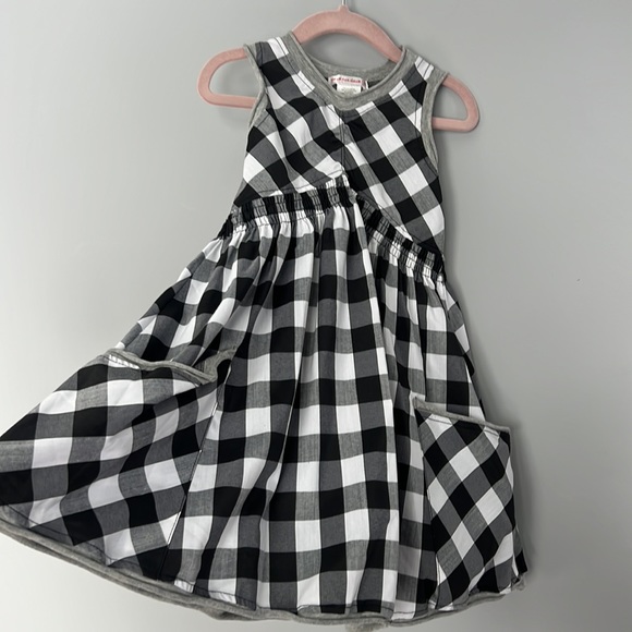 Deux par Deux black & white checked Girls Dress Size 4 - Picture 4 of 8